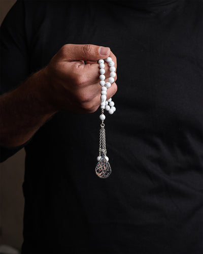 Masbaha Italian Silver- White Beads