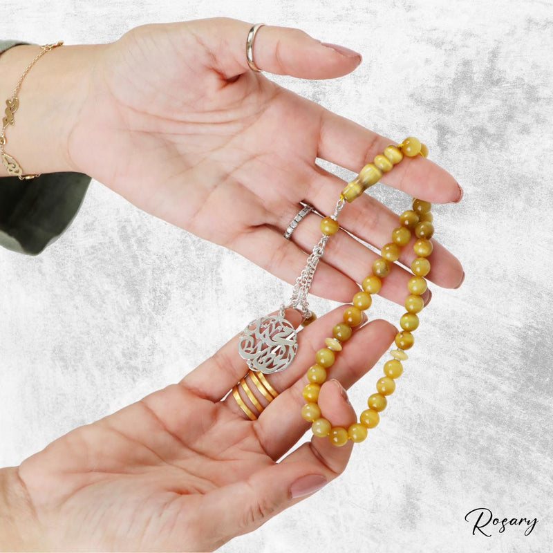 Masbaha Italian Silver - Yellow Beads