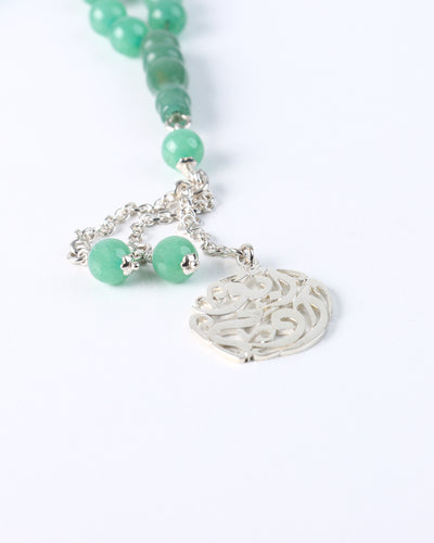 Masbaha Italian Silver - Green Beads