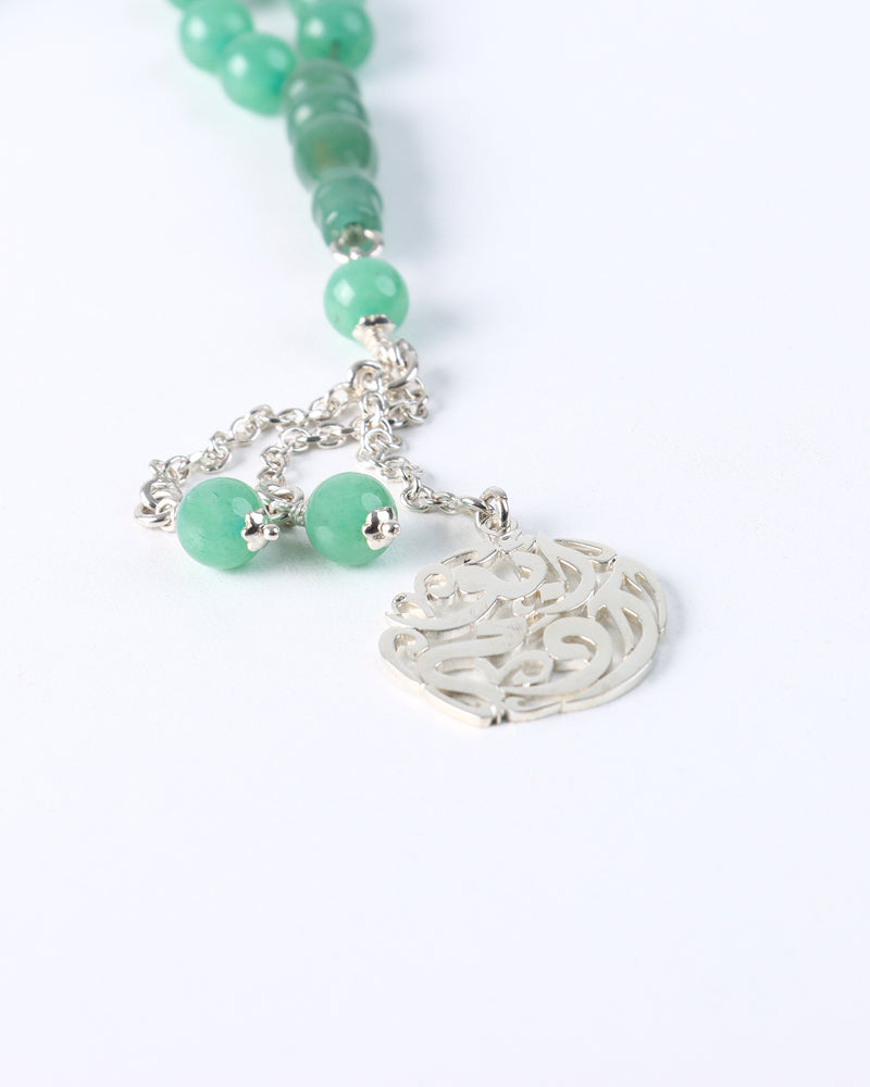 Masbaha Italian Silver - Green Beads